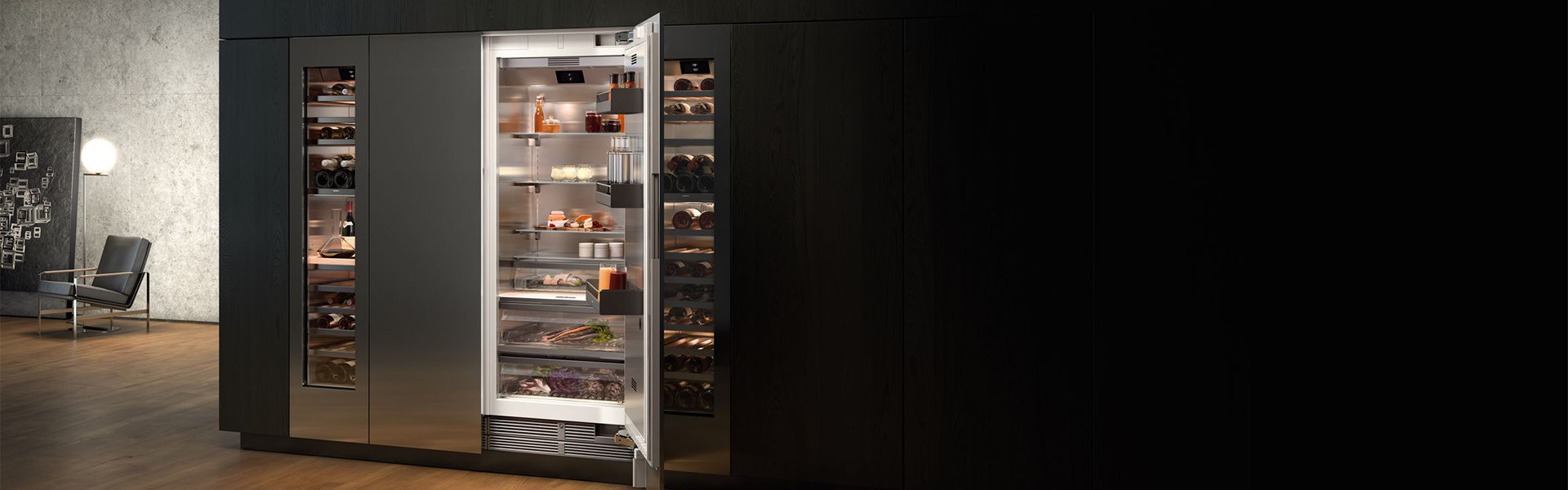 Gaggenau fridge freezer with ice and water dispenser