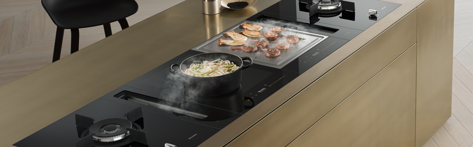 miele induction hobs with integrated extractor